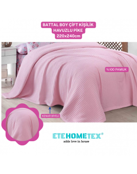 ETEHOMETEX HAVUZLU PİKE ÇİFT KİŞİLİK 220X240CM PEMBE 8696474231846